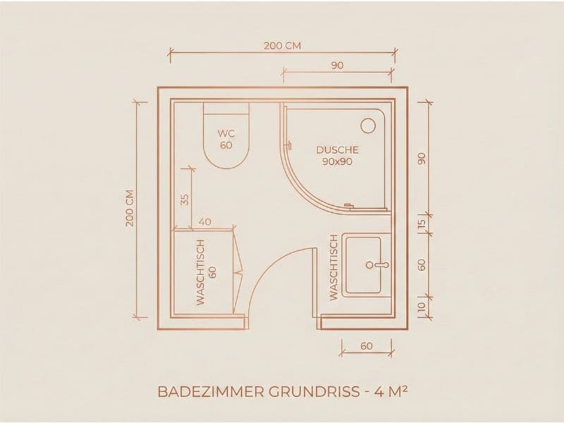 Grundriss kleines Bad 4 qm