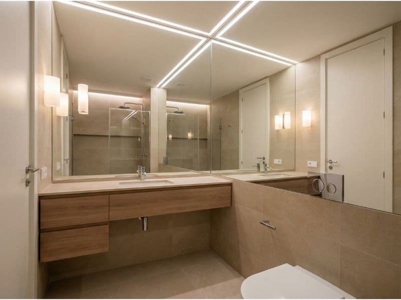 Großer Spiegel lässt kleines Bad größer wirken