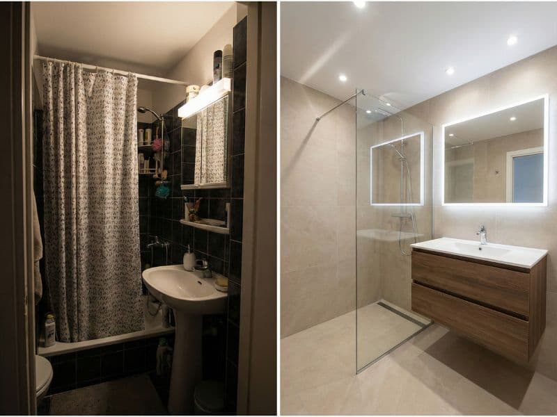 Vorher-Nachher Vergleich kleines Bad